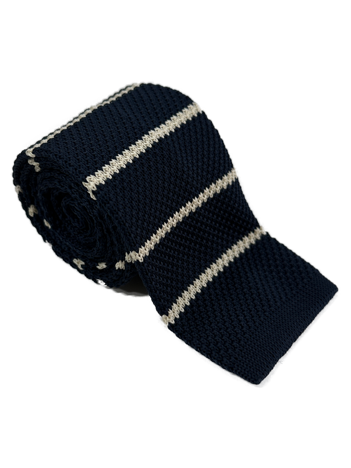 Stripe knitted tie - Navy