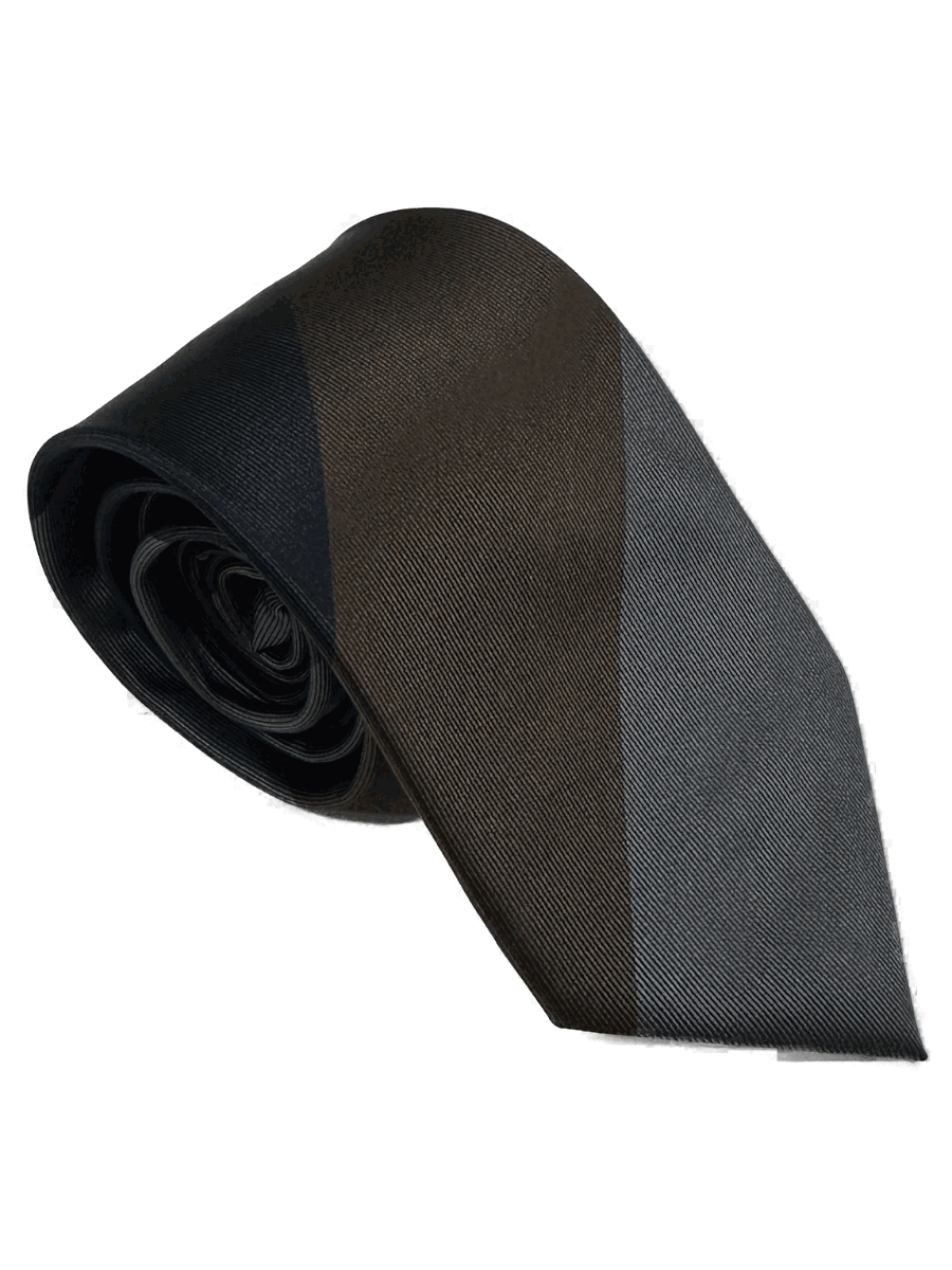 Block stripe tie - Charcoal&amp;Navy
