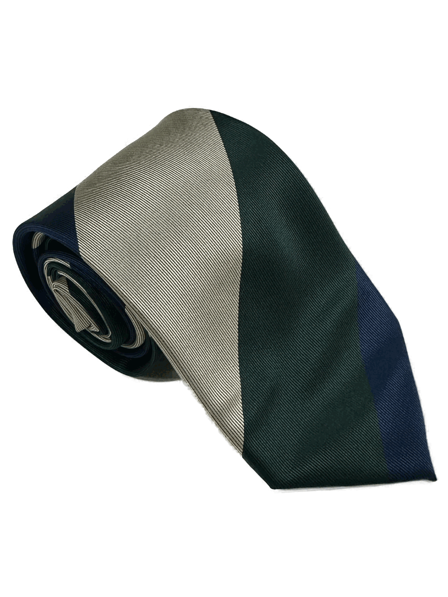 Block stripe tie - Ivory&amp;Green