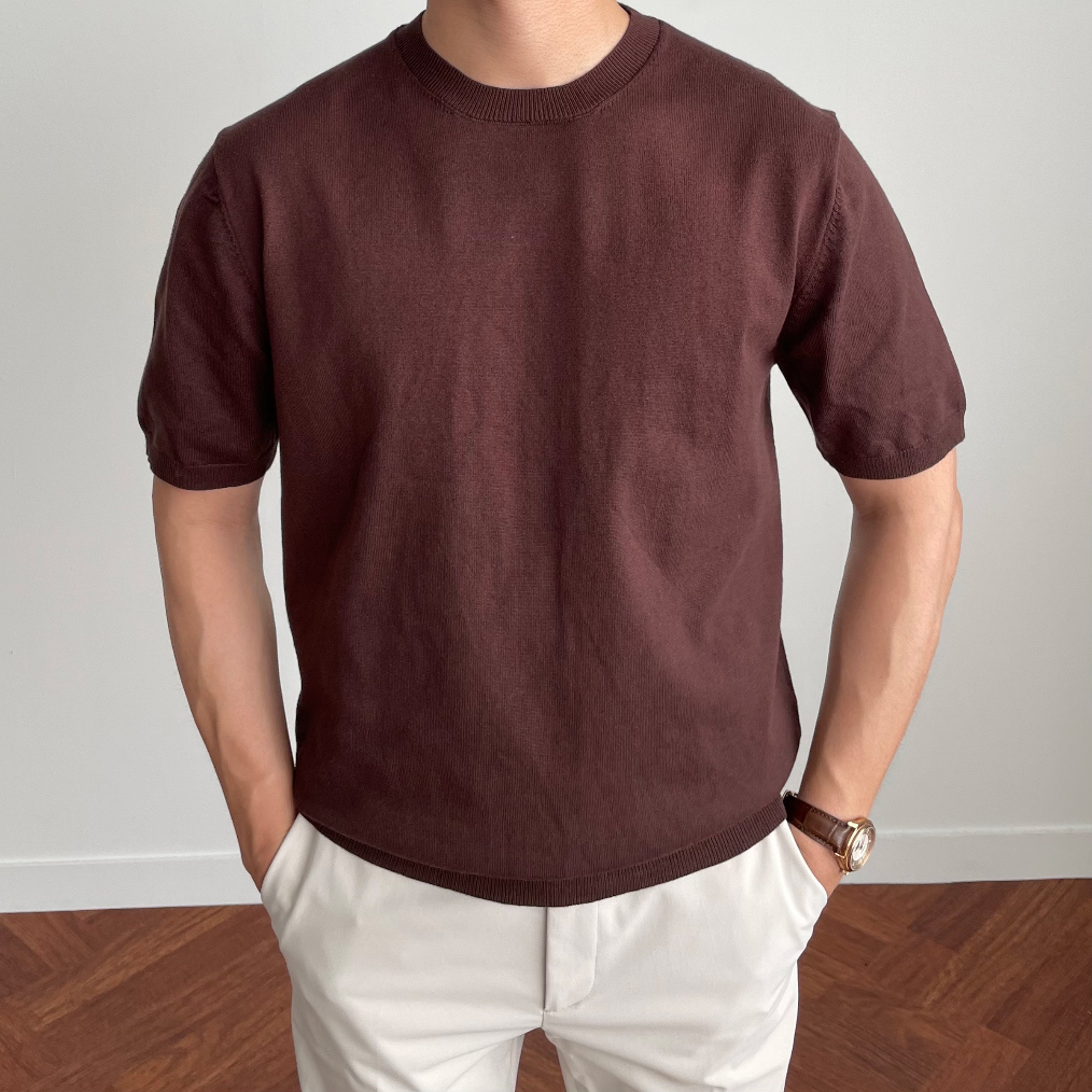 반팔 티셔츠 모델 착용 이미지-S1L54